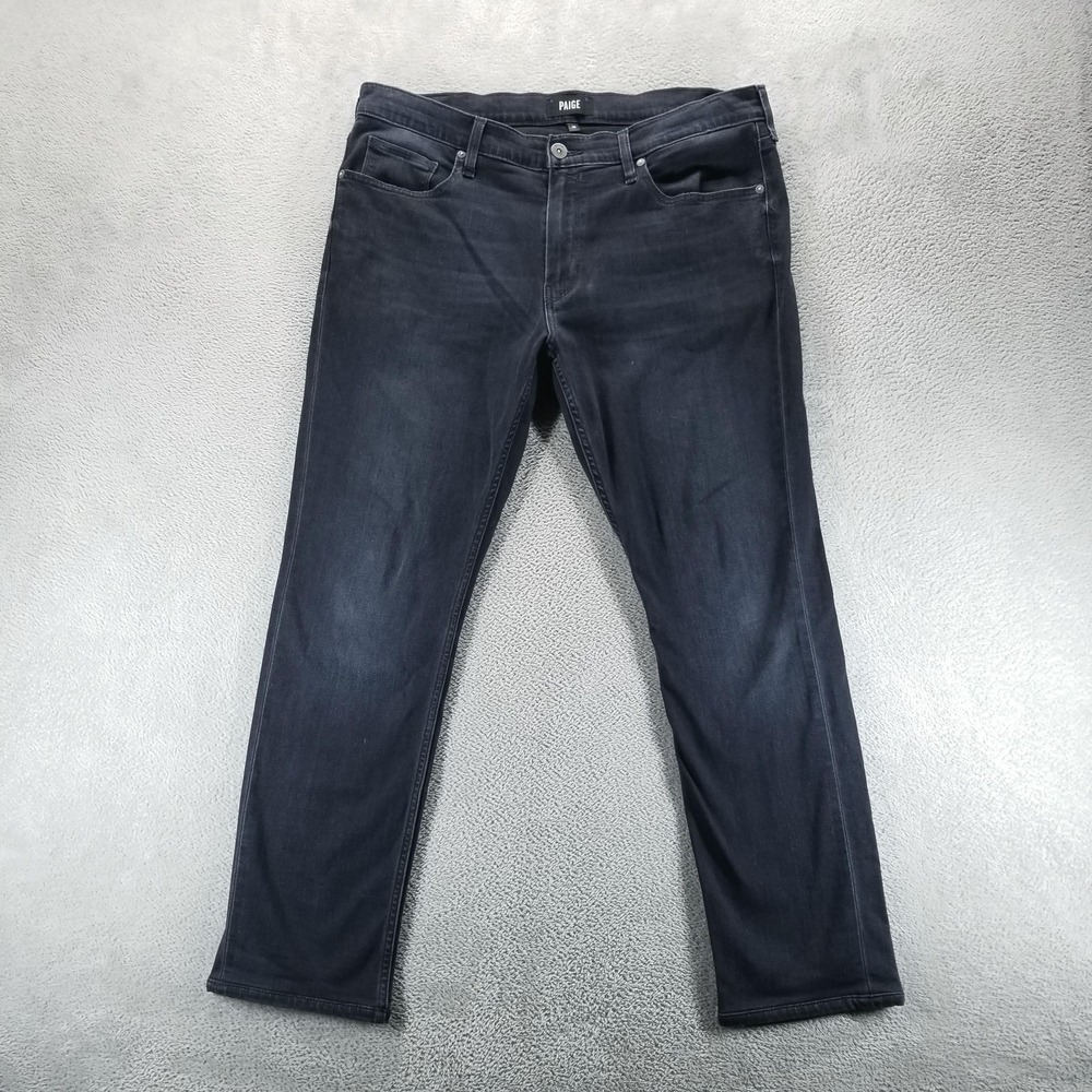 Paige Jeans Mens 36x30 Blue Lennox Slim Tapered Stretch Mid Rise Dark Wash